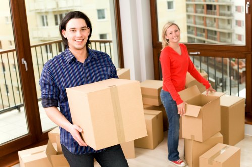 Prepared packing boxes and moving equipment for a Becontreeheath flat removal